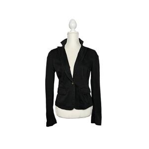 Armani exchange women black blazer jacket Sz M one button front collared